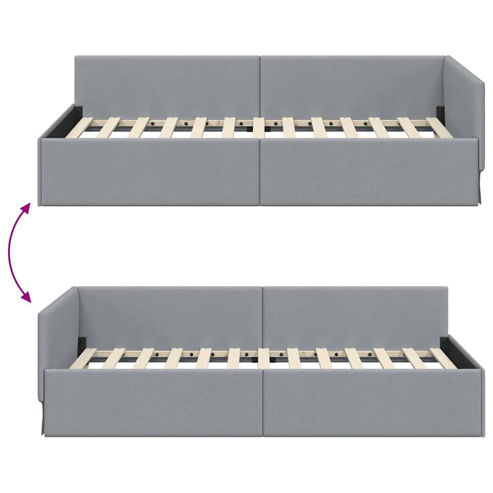Hjørnesengramme med hovedgærde Lysegrå 100 cm x 200 cm Stof
