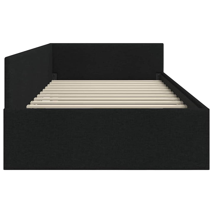 Hjørnesengramme med hovedgærde Sort 100 cm x 200 cm Stof