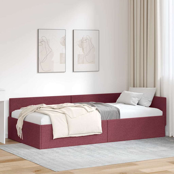Hjørnesengramme med hovedgærde Vinrød 100 cm x 200 cm Stof