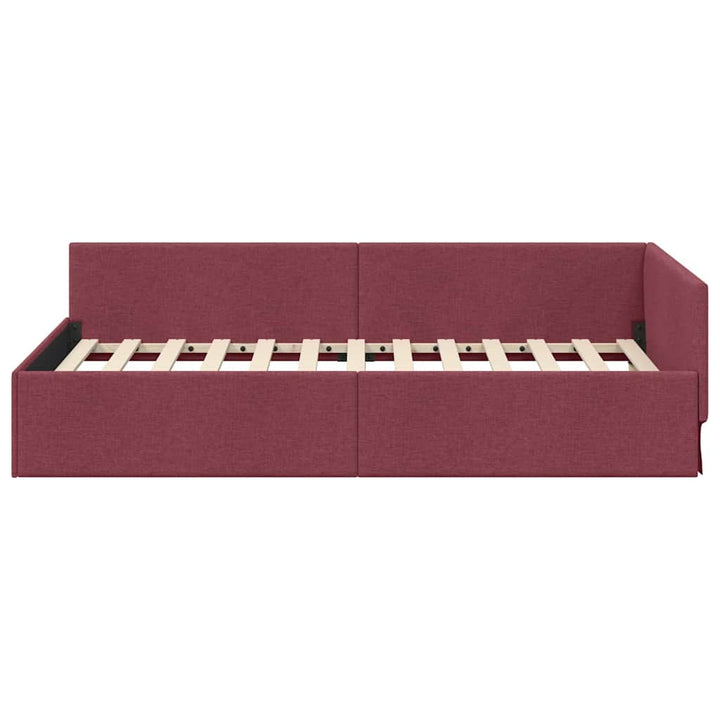 Hjørnesengramme med hovedgærde Vinrød 100 cm x 200 cm Stof