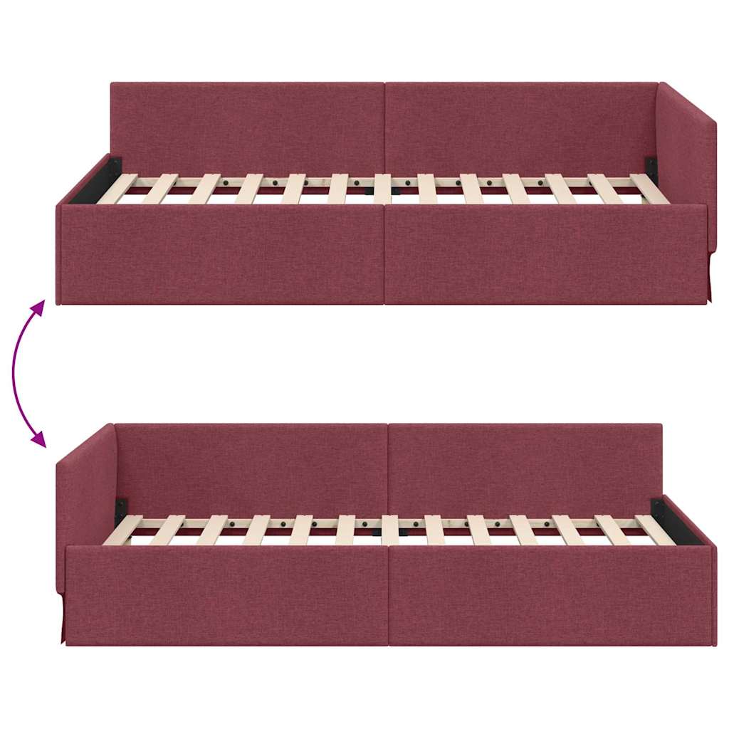 Hjørnesengramme med hovedgærde Vinrød 100 cm x 200 cm Stof