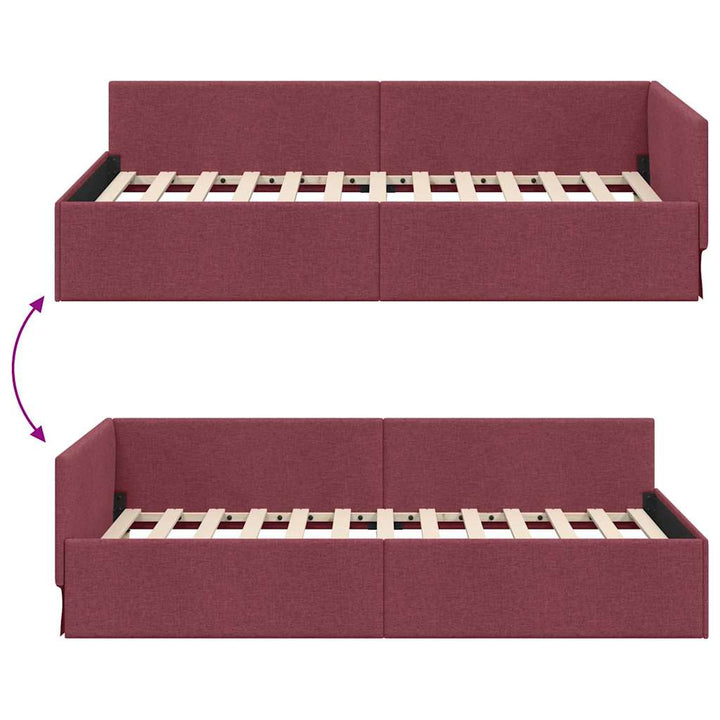 Hjørnesengramme med hovedgærde Vinrød 100 cm x 200 cm Stof