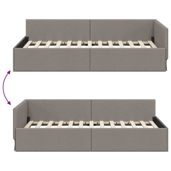 Hjørnesengramme med hovedgærde Gråbrun 100 cm x 200 cm Stof