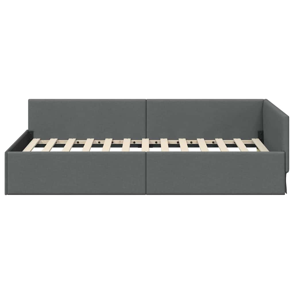 Hjørnesengramme Mørkegrå 100 x 203 cm Stof
