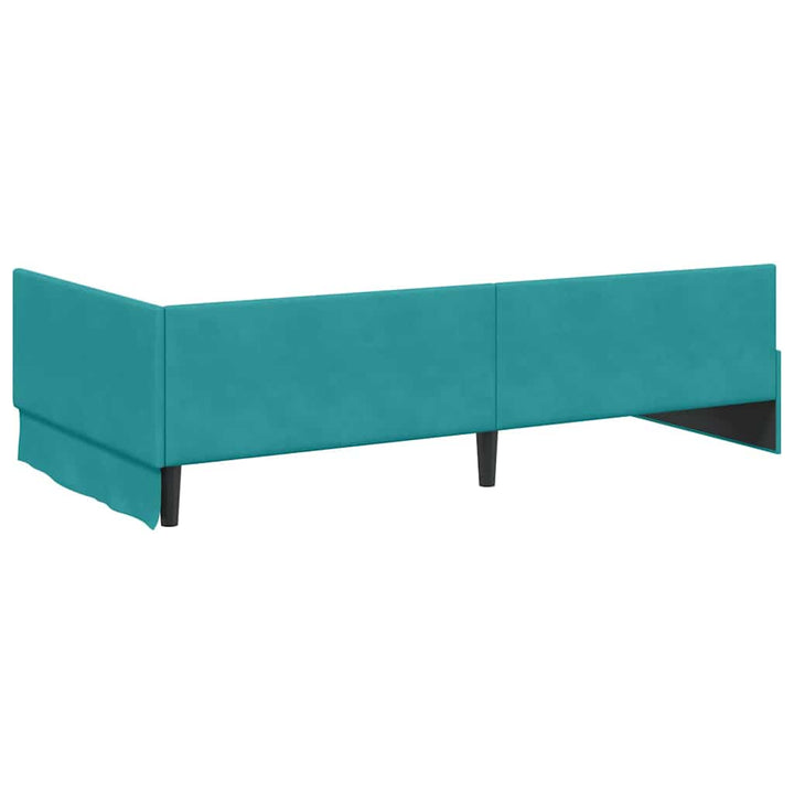 Hjørnesengramme med hovedgærde Turkis 90 cm x 190 cm Fløjl
