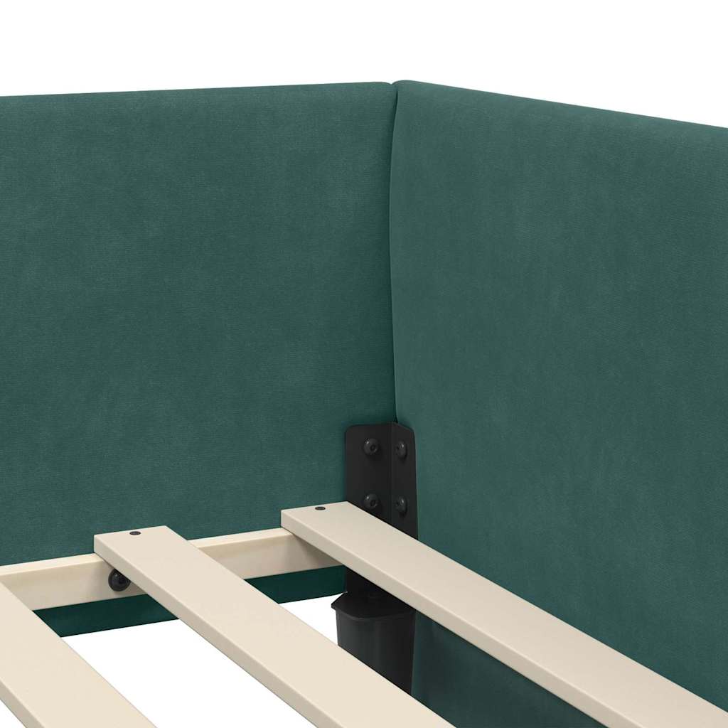 Hjørnesengramme med hovedgærde Mørkegrøn 90 cm x 200 cm Fløjl