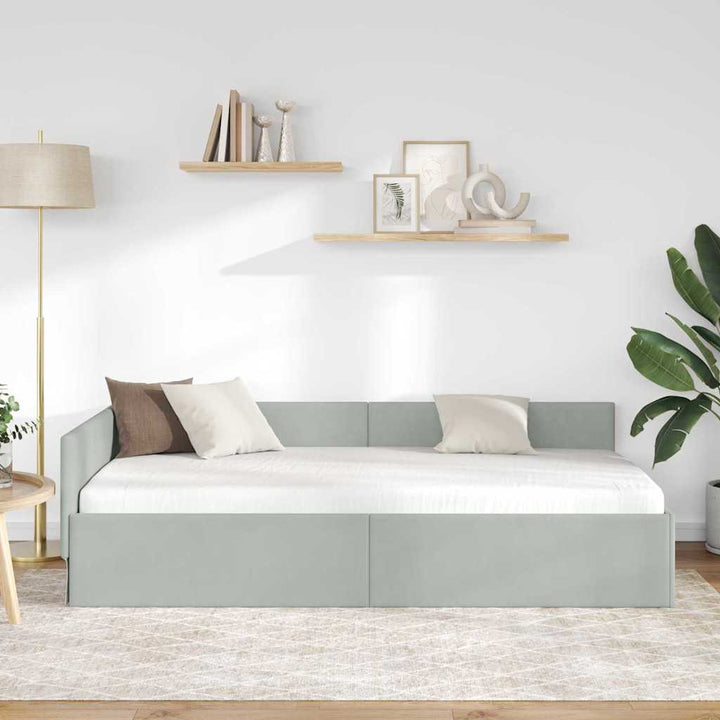 Hjørnesengramme Lysegrå 100 x 200 cm Fløjl