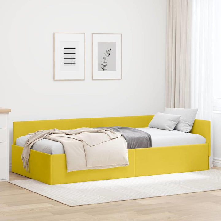 Hjørnesengramme med hovedgærde Gul 100 cm x 200 cm Fløjl