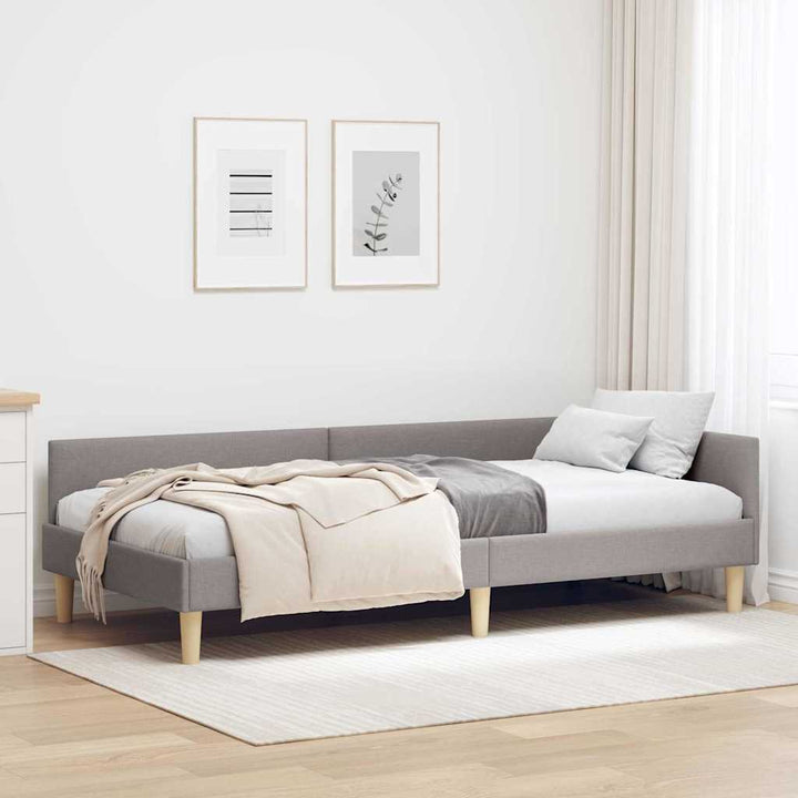Hjørnesengramme Gråbrun 80 x 200 cm Stof