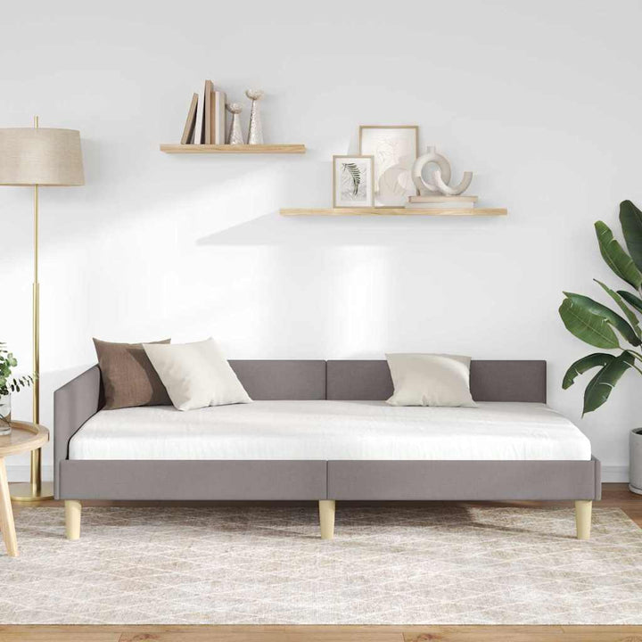 Hjørnesengramme Gråbrun 80 x 200 cm Stof