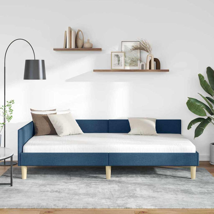 Hjørnesengramme Blå 80 x 200 cm Stof