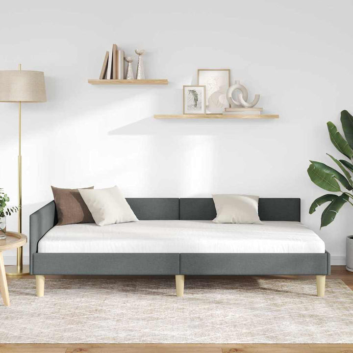 Hjørnesengramme Mørkegrå 90 x 190 cm Stof
