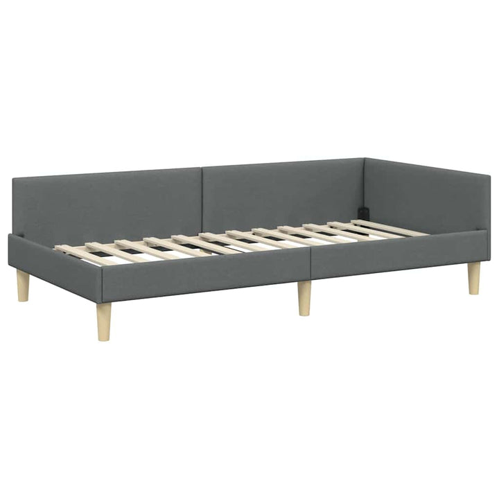 Hjørnesengramme Mørkegrå 90 x 190 cm Stof