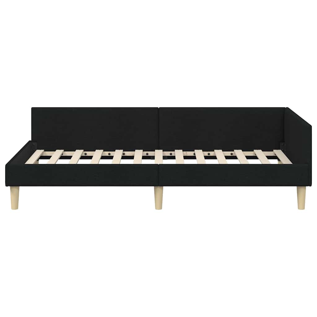 Hjørnesengramme Sort 90 x 190 cm Stof