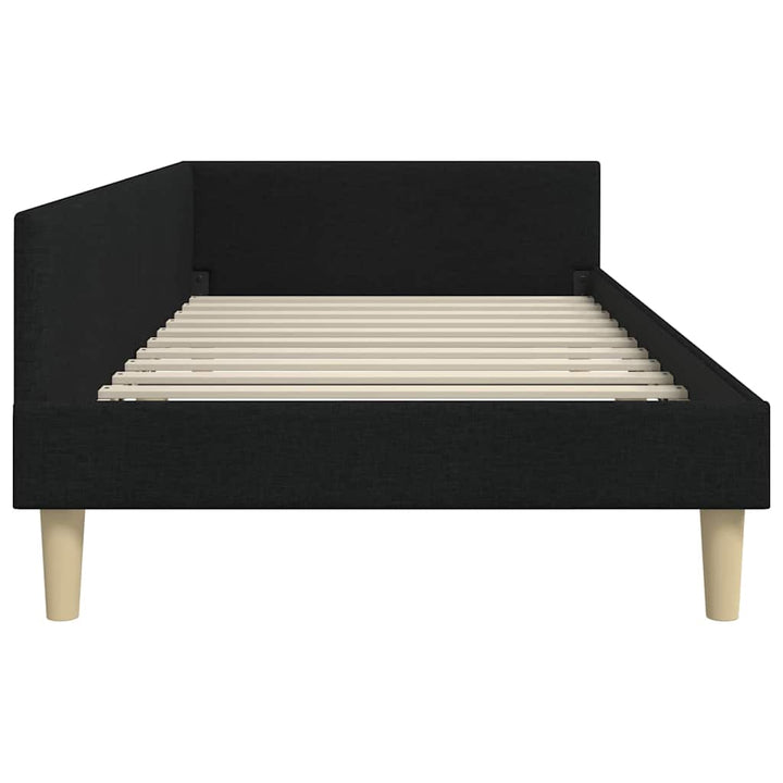 Hjørnesengramme Sort 90 x 190 cm Stof