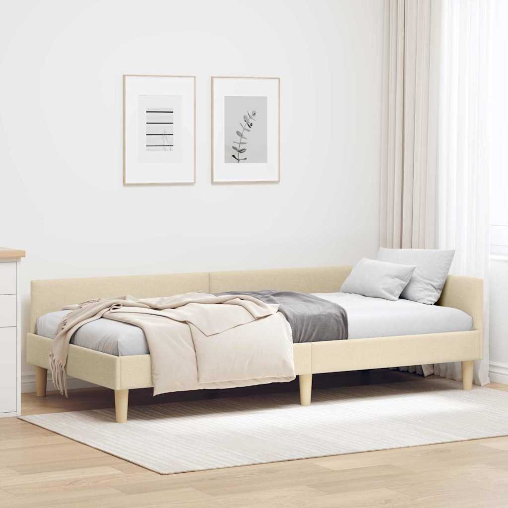 Hjørnesengramme Creme 90 x 190 cm Stof