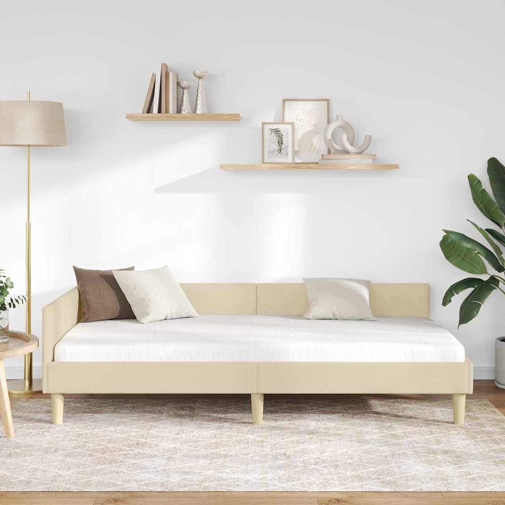 Hjørnesengramme Creme 90 x 190 cm Stof