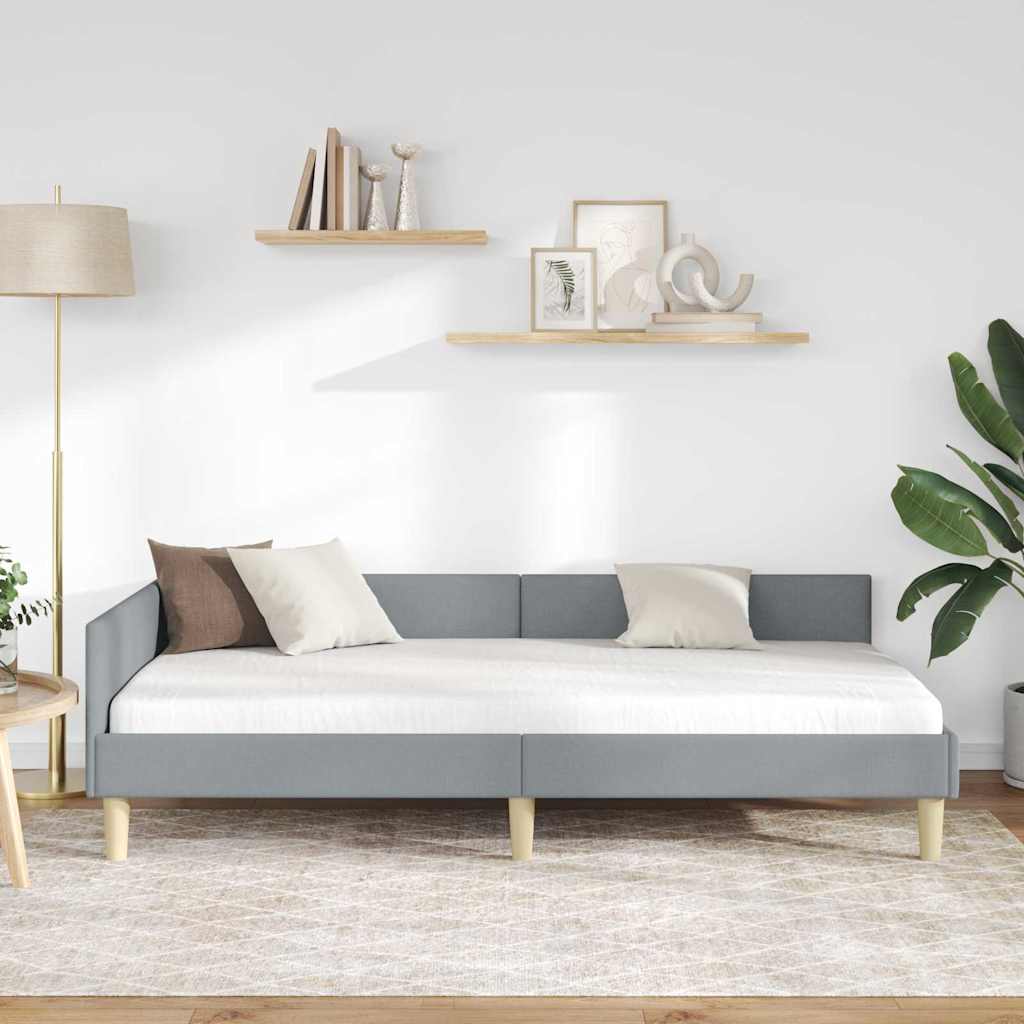 Hjørnesengramme Lysegrå 90 x 200 cm Stof