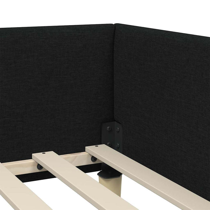 Hjørnesengramme Sort 90 x 200 cm Stof
