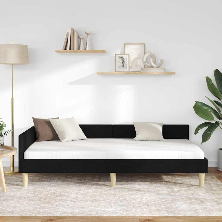 Hjørnesengramme Sort 90 x 200 cm Stof