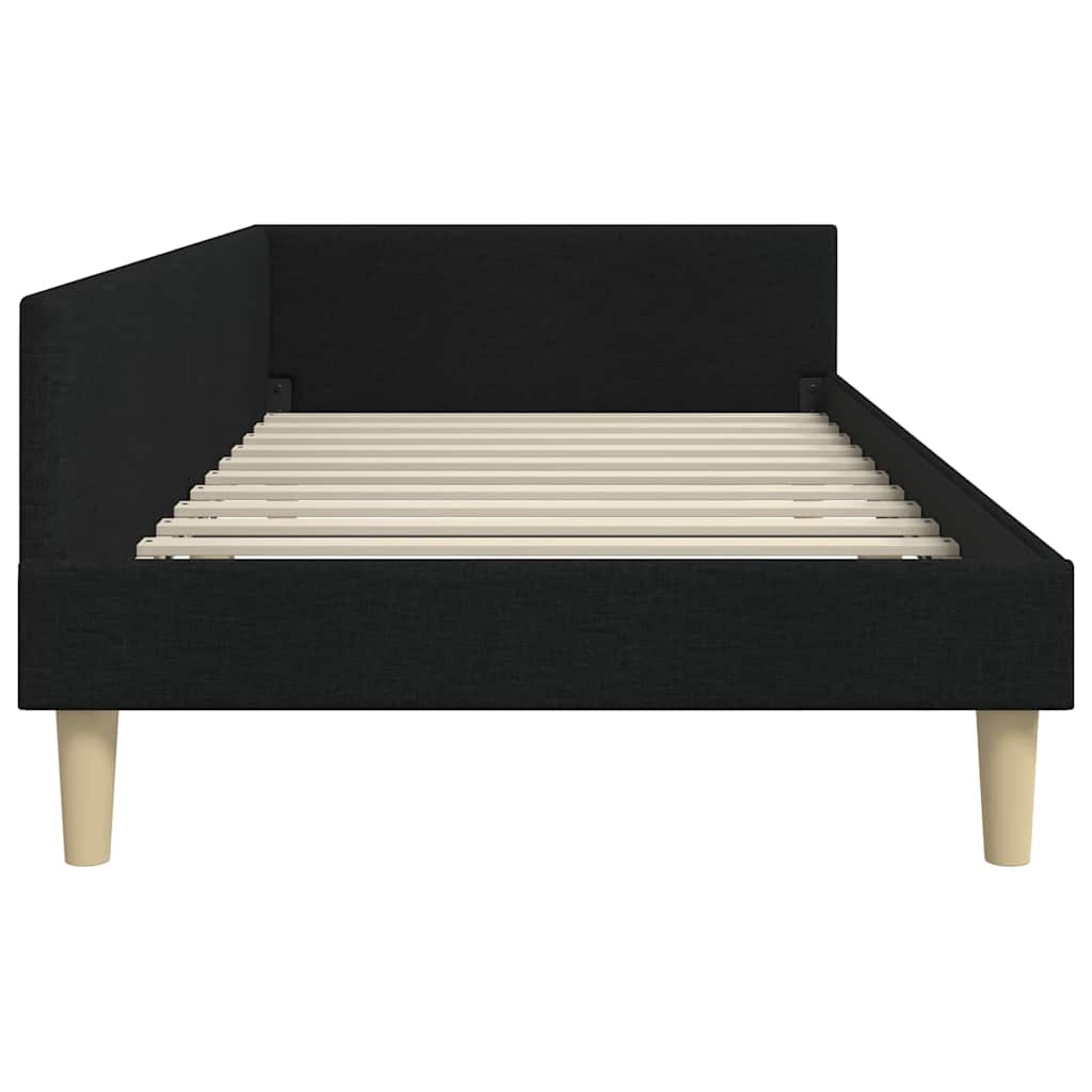 Hjørnesengramme Sort 90 x 200 cm Stof