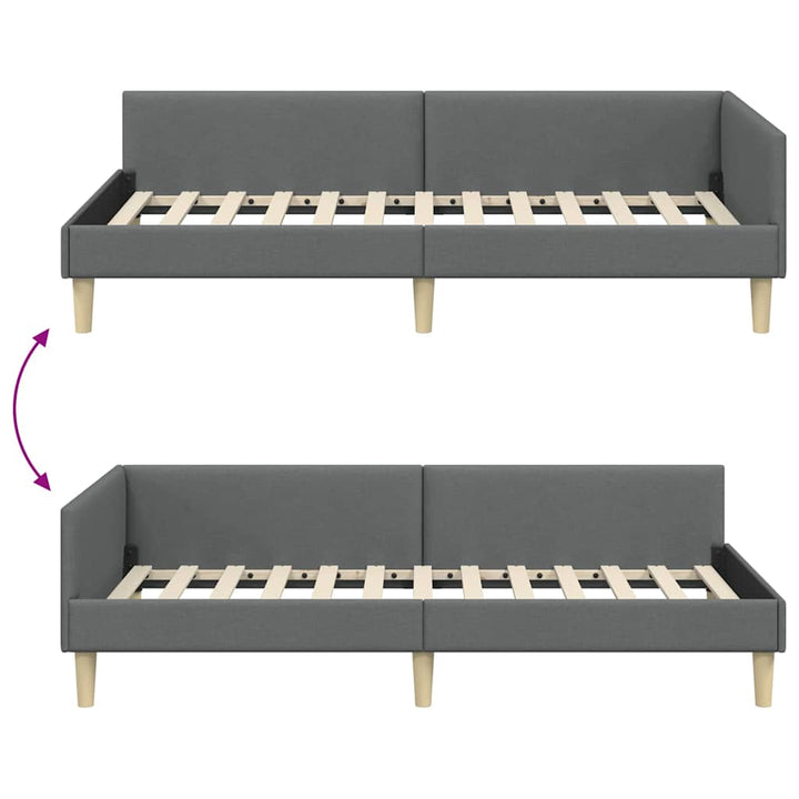 Hjørnesengramme Mørkegrå 100 x 200 cm Stof