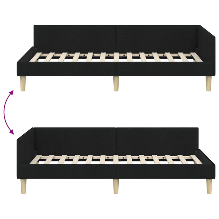 Hjørnesengramme Sort 100 x 200 cm Stof