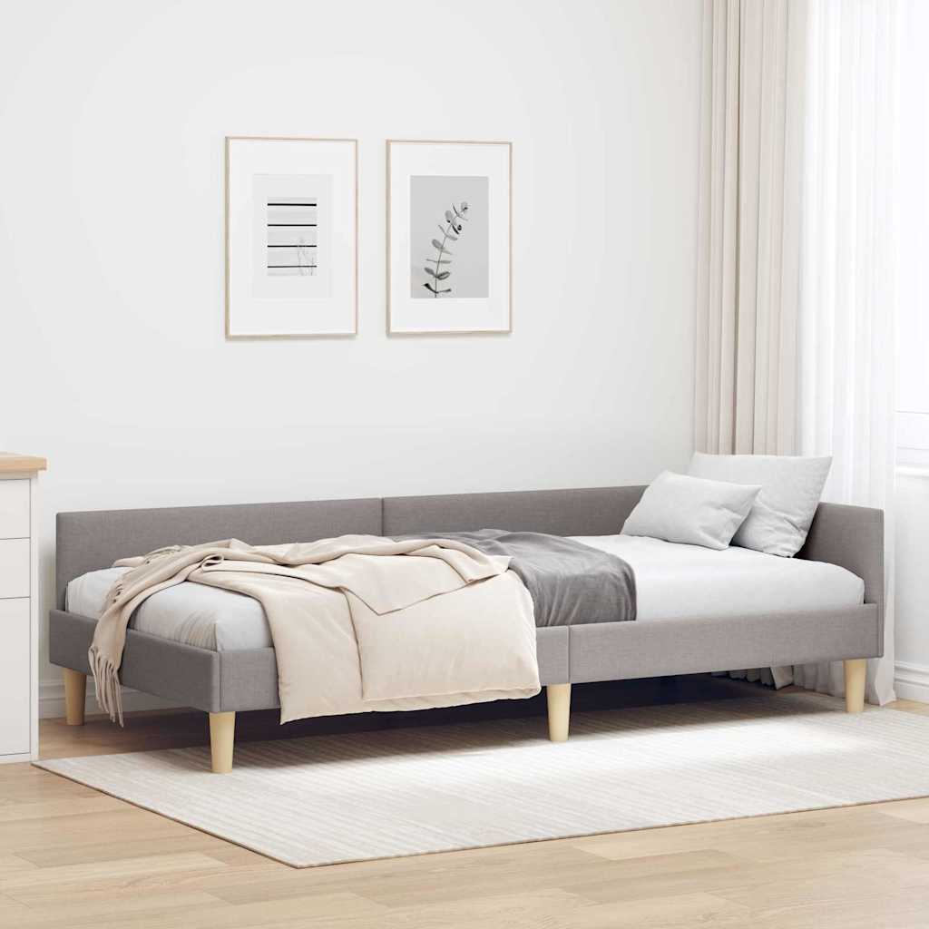 Hjørnesengramme Gråbrun 100 x 200 cm Stof