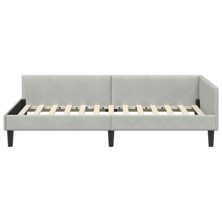 Hjørnesengramme med hovedgærde Lysegrå 80 cm x 200 cm Fløjl