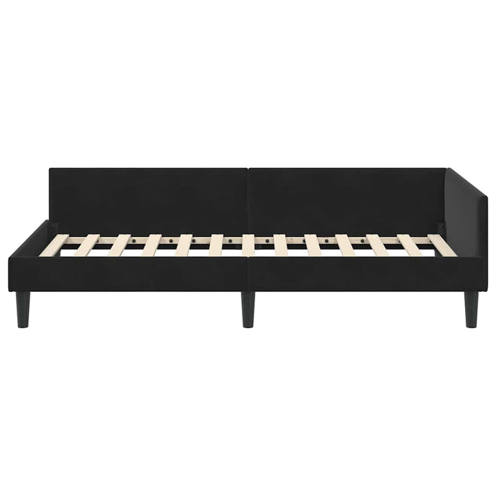 Hjørnesengramme med hovedgærde Sort 80 cm x 200 cm Fløjl