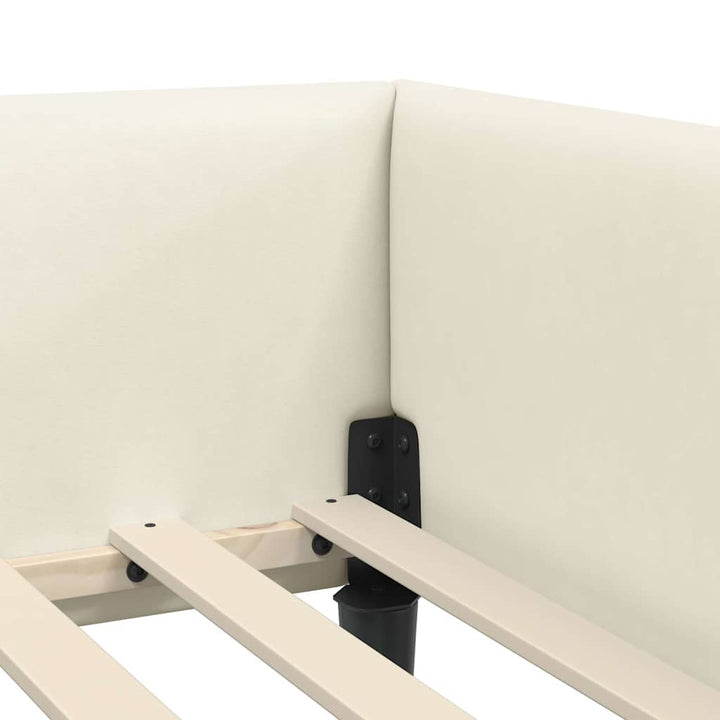 Hjørnesengramme med hovedgærde Creme 90 cm x 190 cm Fløjl