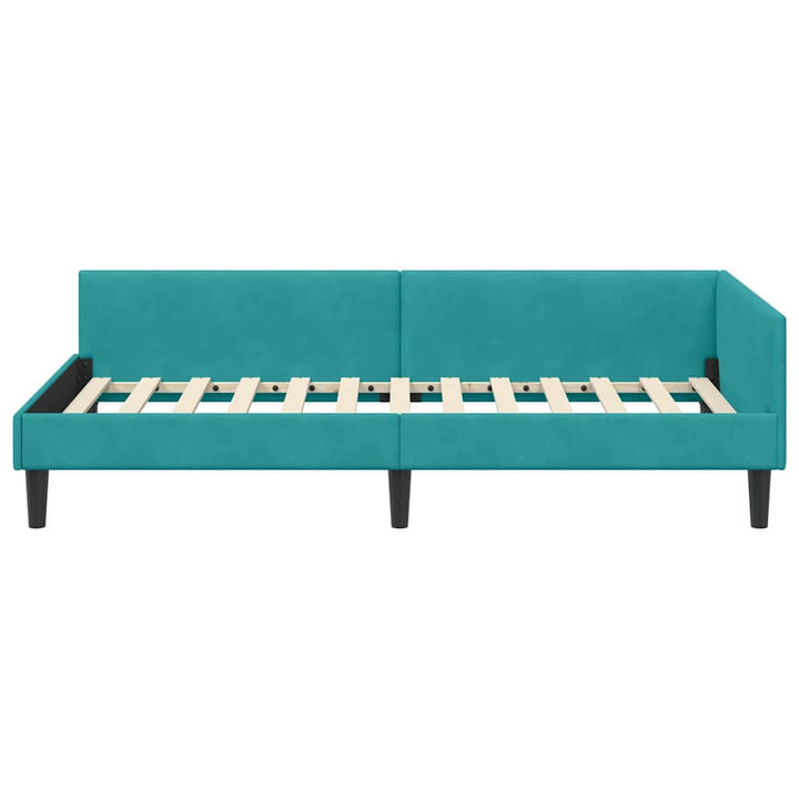 Hjørnesengramme med hovedgærde Turkis 90 cm x 190 cm Fløjl