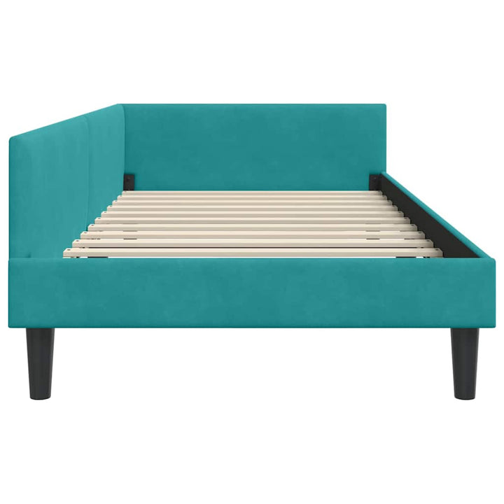 Hjørnesengramme med hovedgærde Turkis 90 cm x 190 cm Fløjl