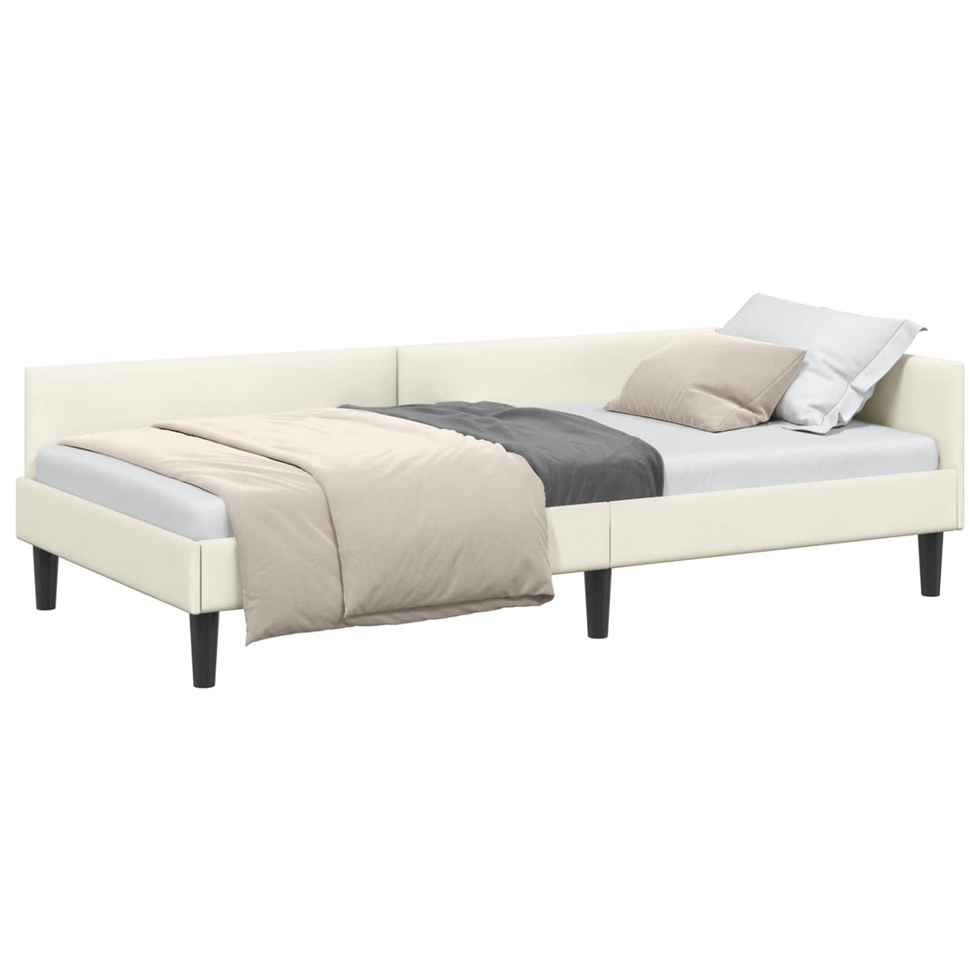 Hjørnesengramme med hovedgærde Creme 90 cm x 200 cm Fløjl