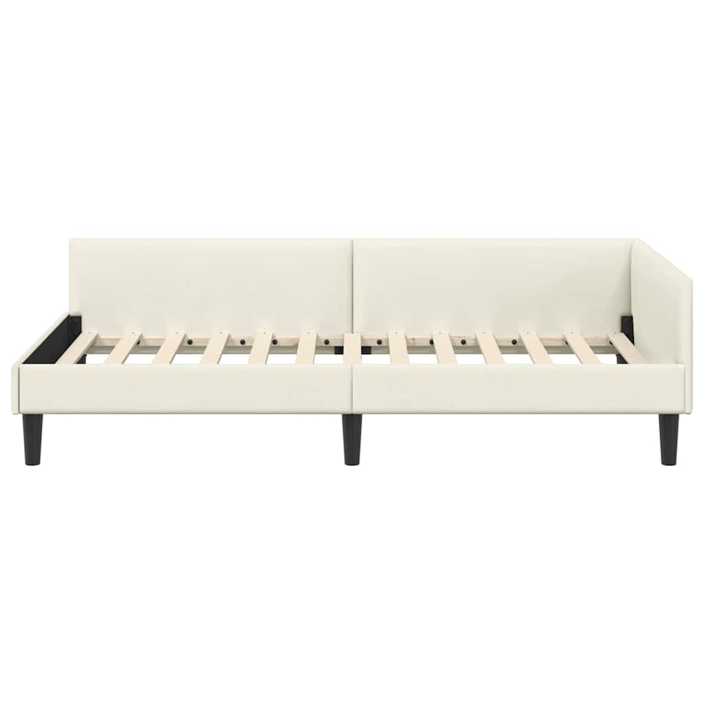 Hjørnesengramme med hovedgærde Creme 90 cm x 200 cm Fløjl