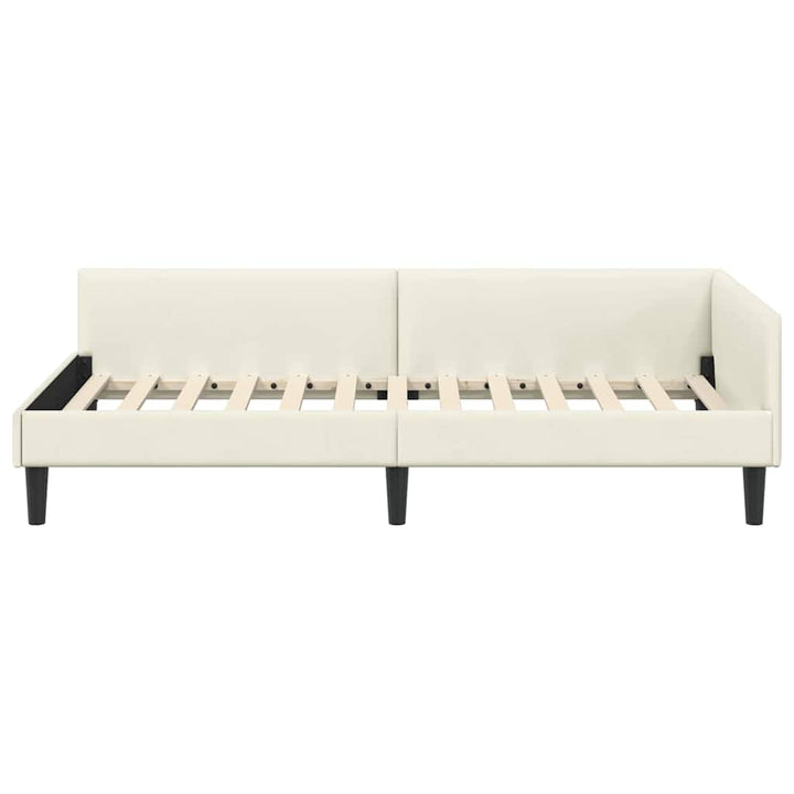 Hjørnesengramme med hovedgærde Creme 90 cm x 200 cm Fløjl