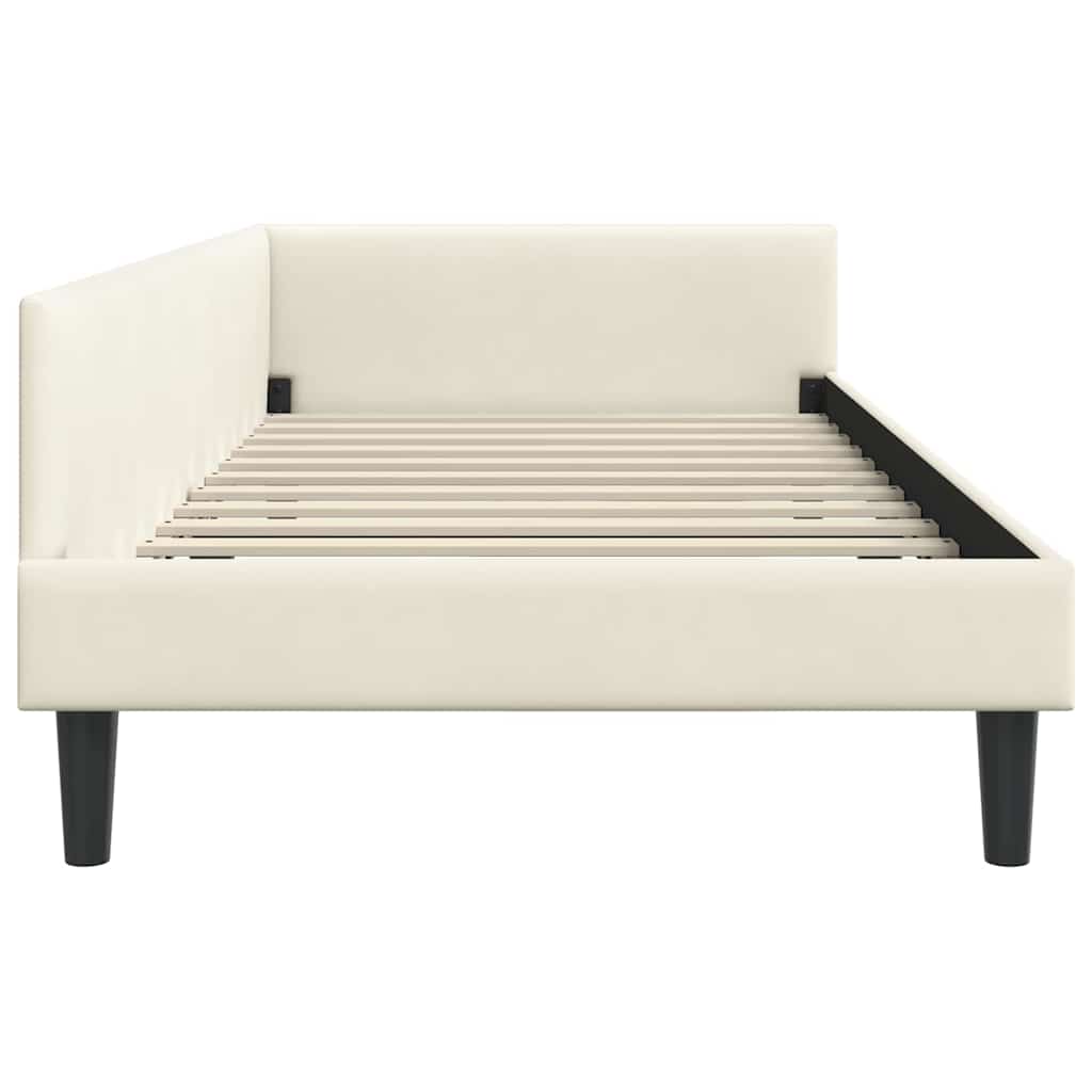 Hjørnesengramme med hovedgærde Creme 90 cm x 200 cm Fløjl