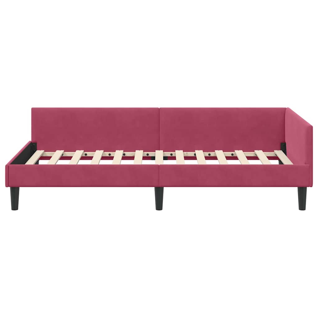 Hjørnesengramme med hovedgærde Vinrød 100 cm x 200 cm Fløjl