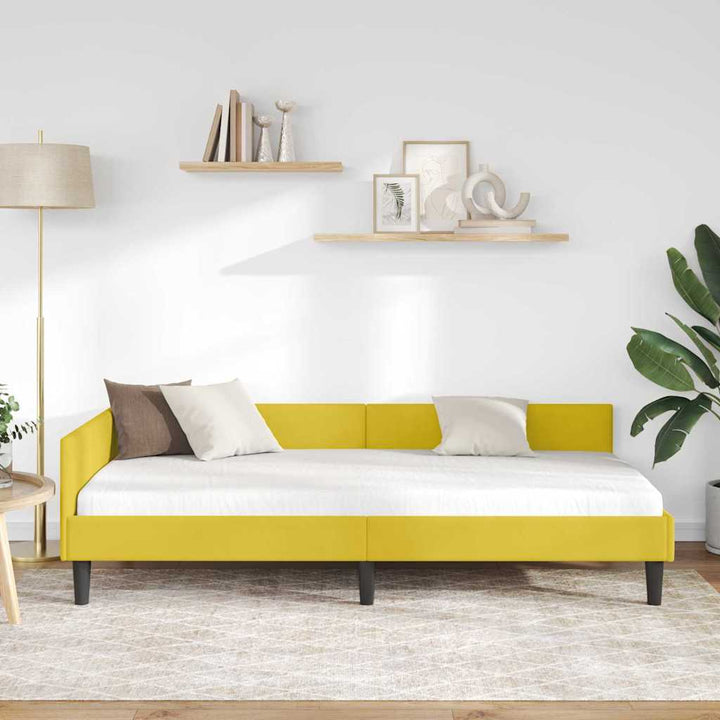 Hjørnesengramme med hovedgærde Gul 100 cm x 200 cm Fløjl