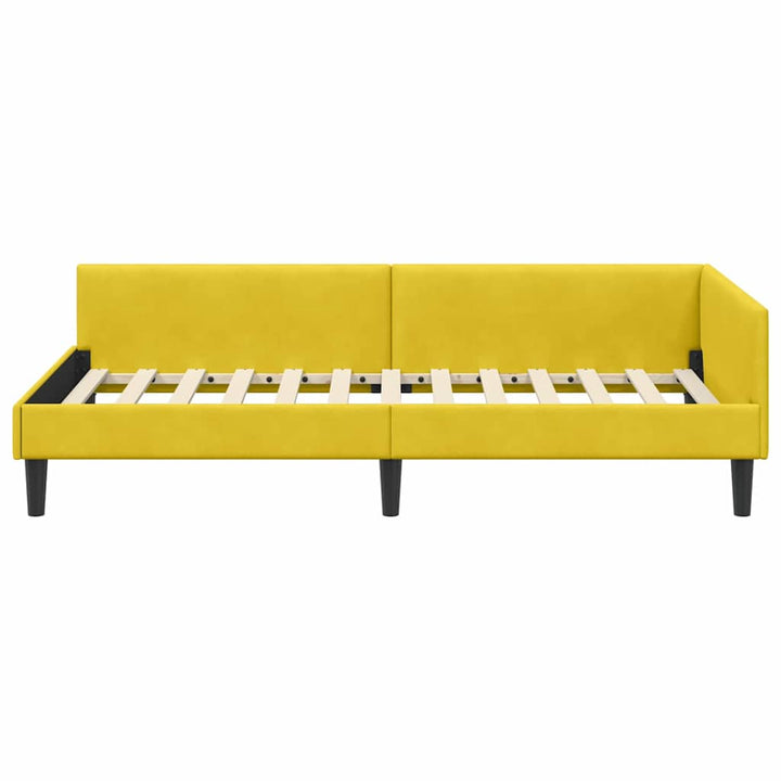 Hjørnesengramme med hovedgærde Gul 100 cm x 200 cm Fløjl