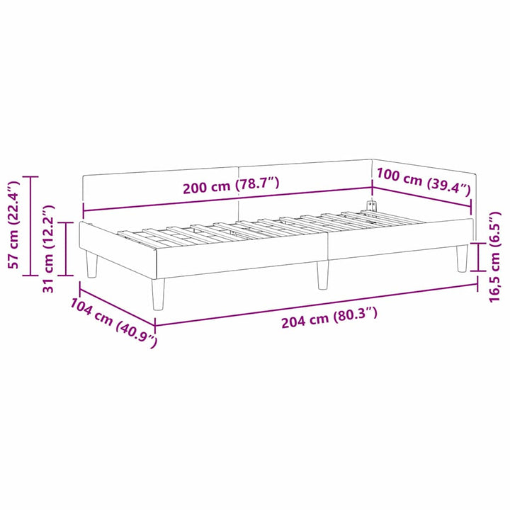Hjørnesengramme med hovedgærde Creme 100 cm x 200 cm Fløjl