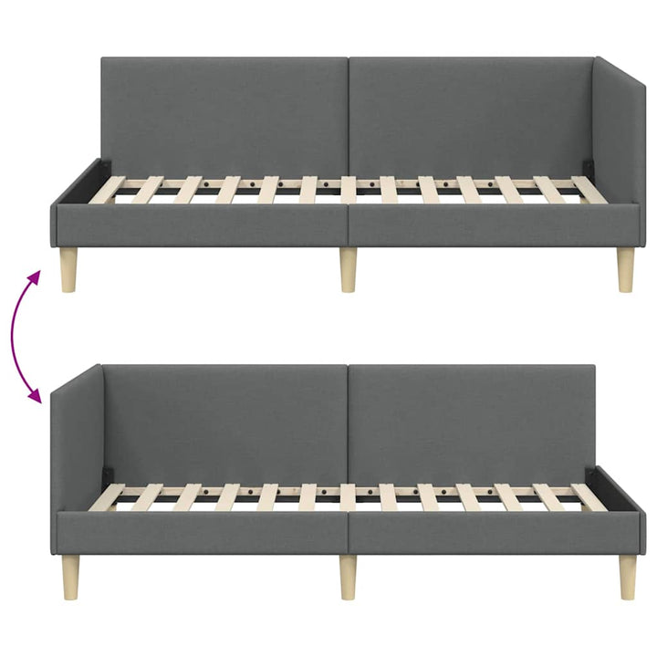 Hjørnesengramme Mørkegrå 80 cm x 200 cm Stof og krydsfiner
