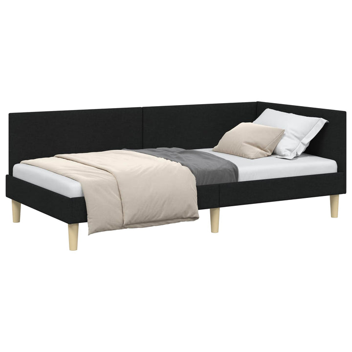 Hjørnesengramme Sort 80 cm x 200 cm Stof og krydsfiner