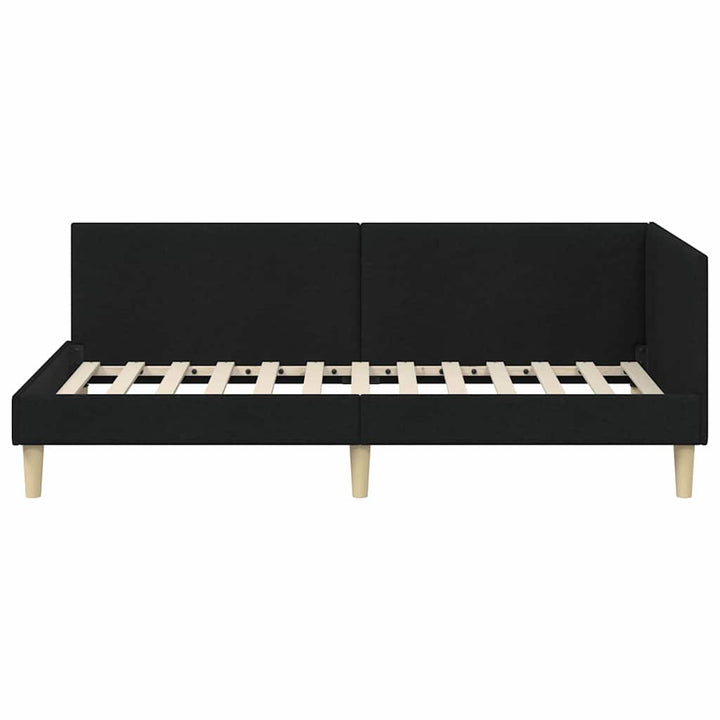 Hjørnesengramme Sort 80 cm x 200 cm Stof og krydsfiner