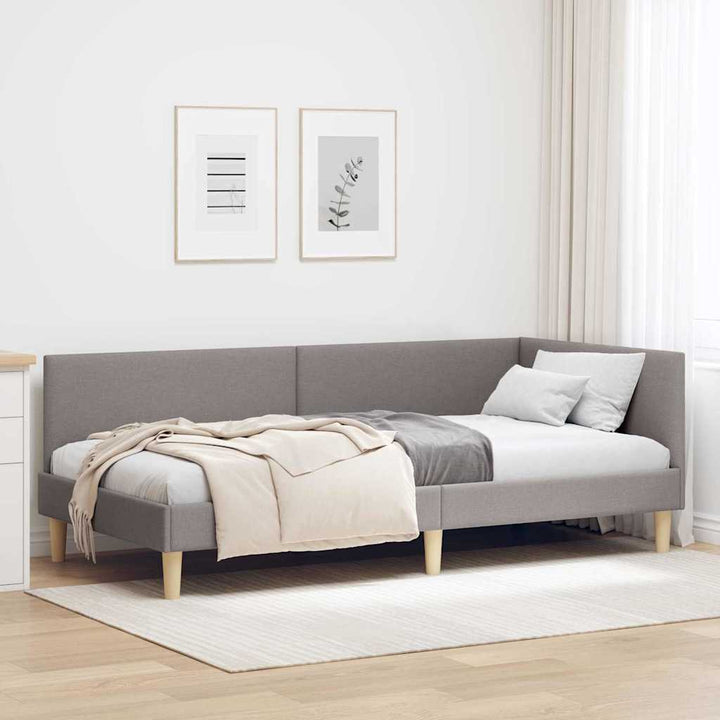 Hjørnesengramme Gråbrun 80 cm x 200 cm Stof og krydsfiner