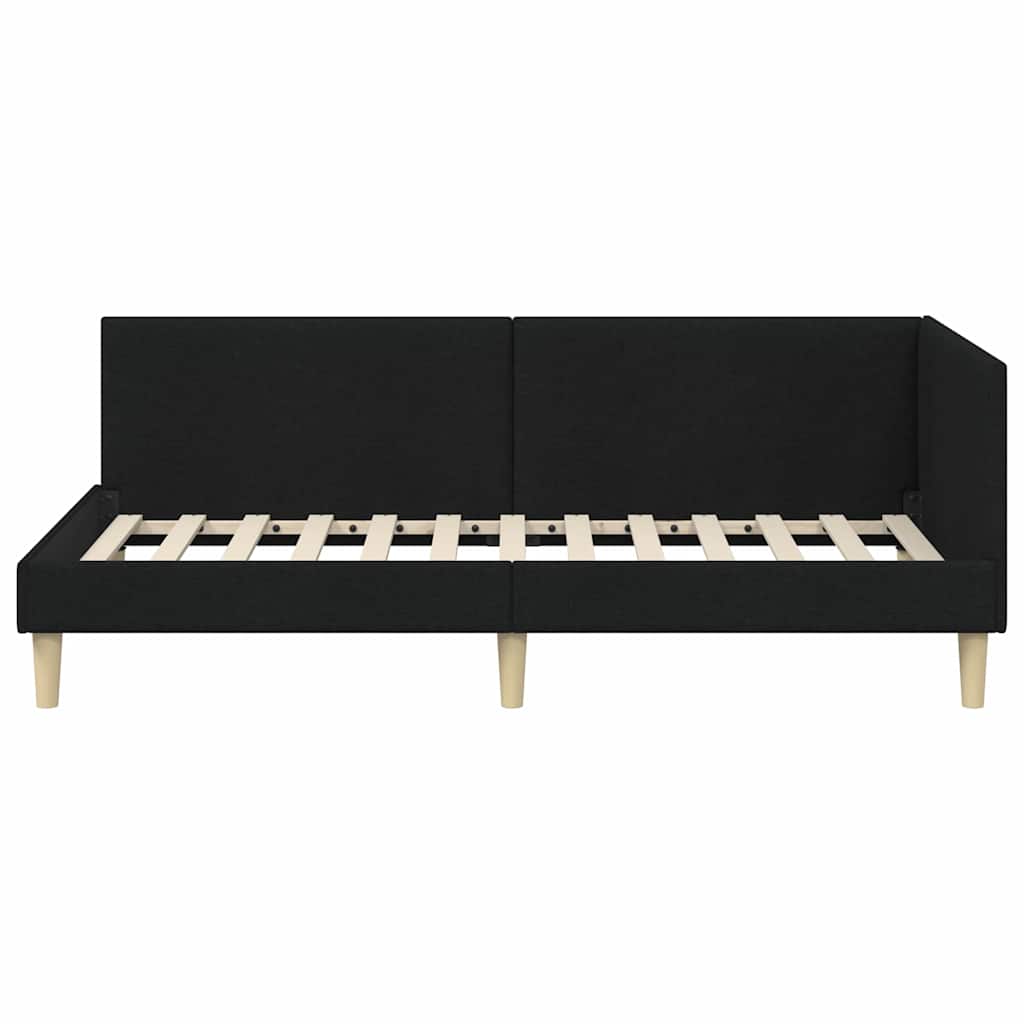 Hjørnesengramme Sort 90 cm x 190 cm Stof og krydsfiner