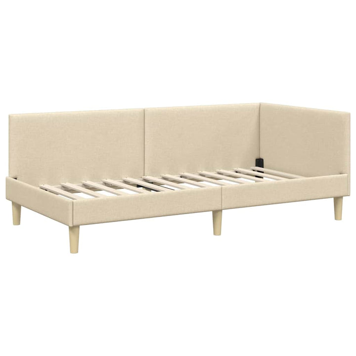 Hjørnesengramme Creme 90 cm x 190 cm Stof og krydsfiner