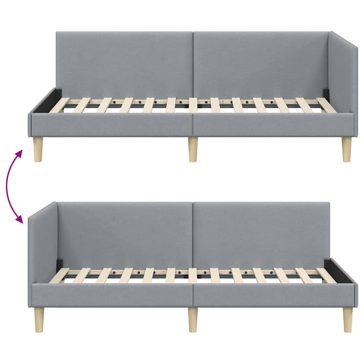 Hjørnesengramme Lysegrå 90 cm x 200 cm Stof og krydsfiner