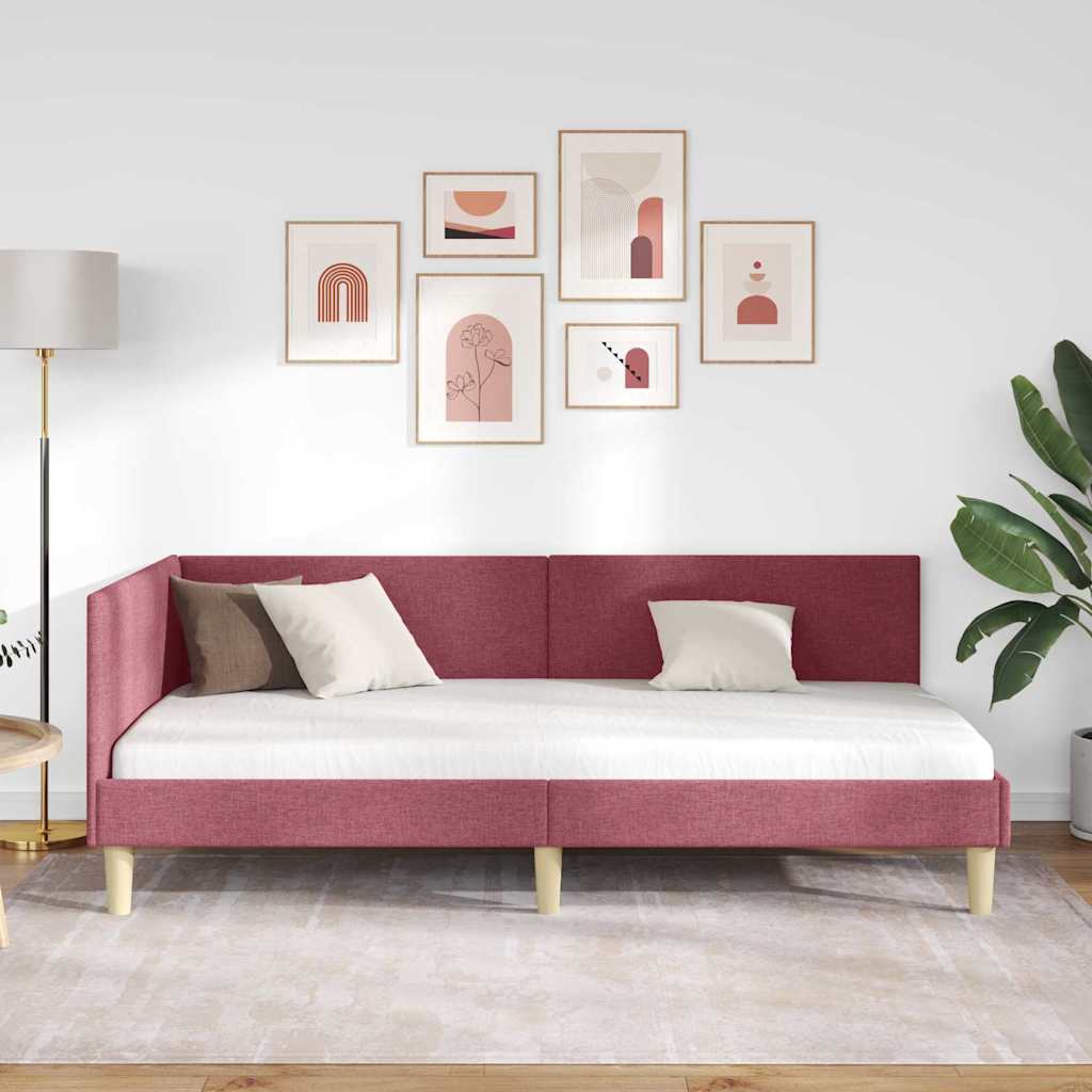 Hjørnesengramme Vinrød 90 cm x 200 cm Stof og krydsfiner