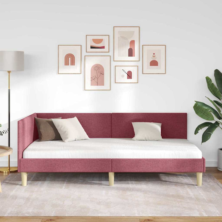 Hjørnesengramme Vinrød 90 cm x 200 cm Stof og krydsfiner